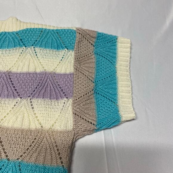 Kenneth Too! by American Vintage USA Sweater Crotchet Open Knit Vintage Size L - Picture 6 of 7